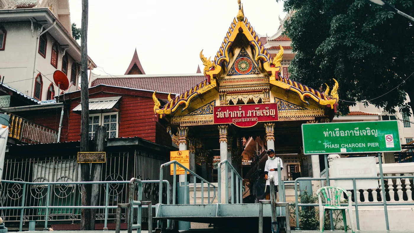 Bangkok canal temple scene in Thailand